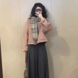 Pink Wool Coat Women Winter Korean Style
