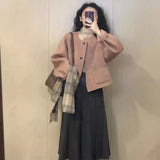 Pink Wool Coat Women Winter Korean Style