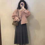 Pink Wool Coat Women Winter Korean Style