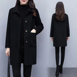 Women's Black Wool Coat Loose Plus Size Winter