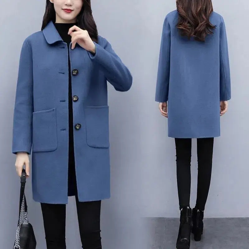 Women's Black Wool Coat Loose Plus Size Winter