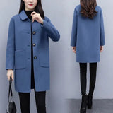 Women's Black Wool Coat Loose Plus Size Winter