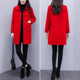 Women's Black Wool Coat Loose Plus Size Winter