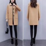 Women's Black Wool Coat Loose Plus Size Winter