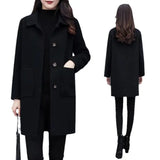Women's Black Wool Coat Loose Plus Size Winter