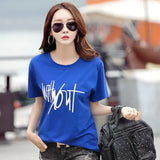 Women Loose Korean Printed T-Shirt Plus Size Orange