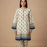 Women Unstitched Printed Suit Yellow Polo Cotton 2 Pcs