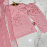 3 Pcs Women's Stitched Linen Plain Suit