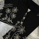 2 Pcs Women's Stitched Cotton Embroidered Shirt And Trouser