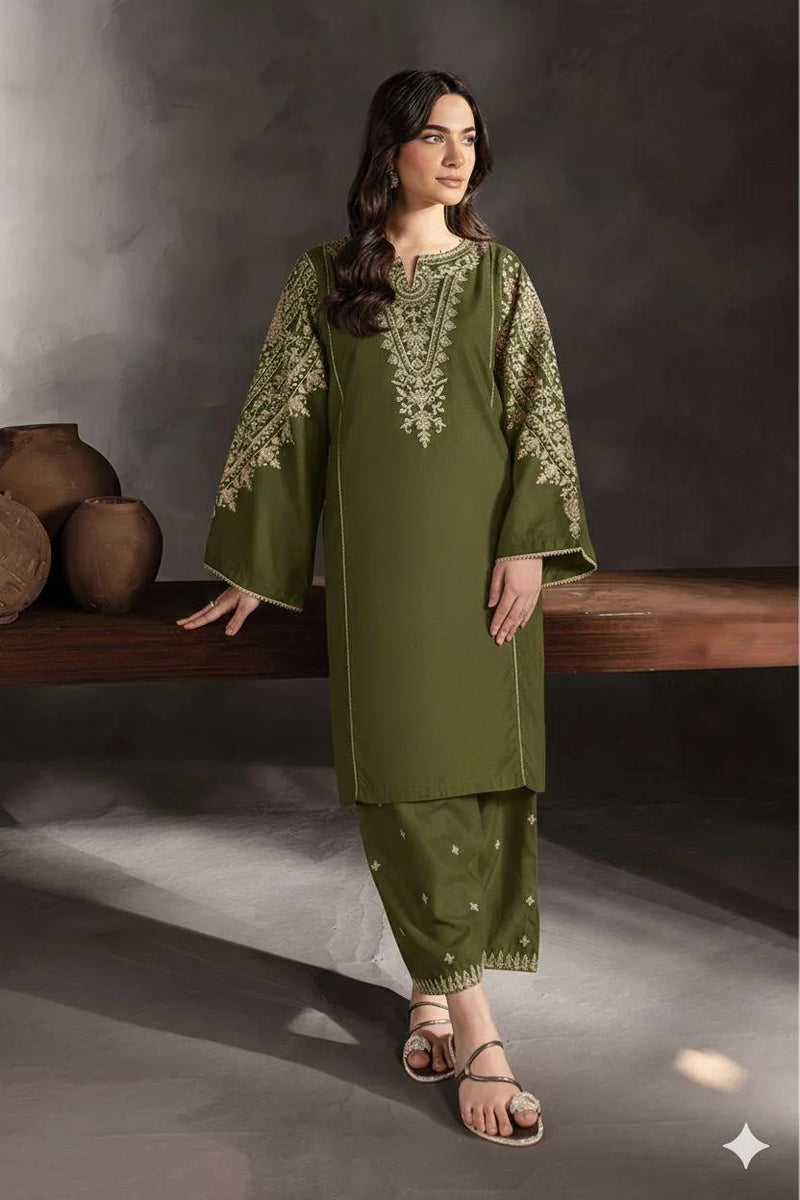 Green Lawn 2-Piece Women Suit with Embroidery for Weddings & Festivals