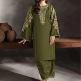 Green Lawn 2-Piece Women Suit with Embroidery for Weddings & Festivals