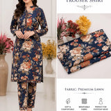 2 Pcs Women's Unstitched 3-D Block Printed Suit