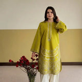 2 Pcs Women's Stitched Cotton Embroidered Co-Ord Set